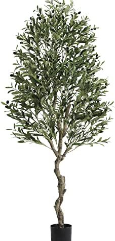 VIAGDO Artificial Olive Tree 6.2ft Tall Fake Potted Olive Silk Tree with Planter Large Faux Olive Branches and Fruits Artificial Tree for Home Office Living Room Decor Indoor, 1728 Leaves