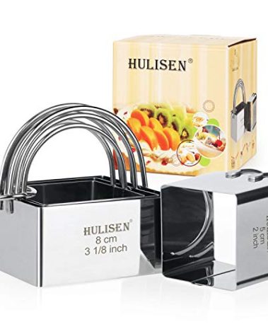 HULISEN Square Biscuit Cutter Set (4 Pieces/Set), Stainless Steel Cookies Cutter with Handle, Professional Baking Dough Tools, Gift Package (Square)