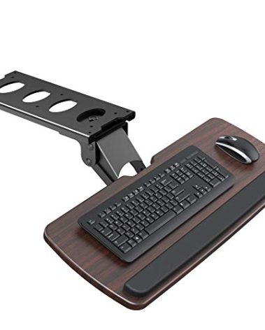 HUANUO Keyboard Tray Under Desk,360 Adjustable Ergonomic Sliding Keyboard & Mouse Tray, 25" W x 9.8" D, Brown