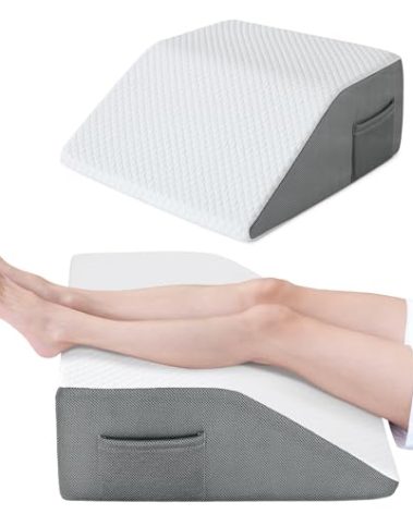 Cozymaker 10" Leg Elevation Pillows for Swelling, Cooling Gel Memory Foam Wedge Pillows for After Surgery, Sciatica Back Knee Hip Ankles Pain Relief, Leg Pillows for Sleeping