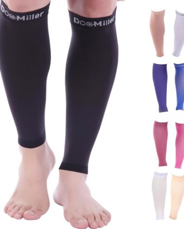 Doc Miller Compression Calf Sleeve for Men & Women – 15-20mmHg Graduated Support, Shin Splint Relief, Running & Sports Recovery, Knee High Calf Sleeves, 1 Pari