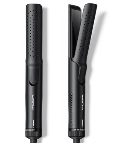 Wavytalk Airflow Styler Curling Iron, Cool Curl, 360° Cool Air Lock in Style for Lasting Curls, Reduces Damage, 2 in 1 Hair Straightener and Curler, 1.25 Inch, Anti-Scald for Short Long Hair