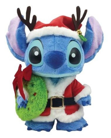 Enesco Grand Jester Studios Disney Lilo and Stitch Santa Fur Wrapped Poseable Figurine, 9.75 Inch, Multicolor