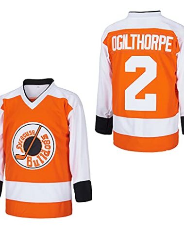 #2 Ogie Ogilthorpe Syracuse Bulldogs Slap Shot Men's Movie Ice Hockey Jersey Stitched Size S Orange