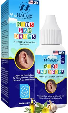Natrulo Natural Ear Drops for Kids Ear Infection Treatment – Organic Children Ear Oil Drops Relieves Ear Aches, Itchy Ears, Infections, Swimmer's Ear, & Loosens Wax – Kids Safe, Made in USA
