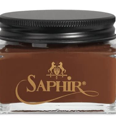 SAPHIR Medaille d'Or Pommadier Cream 75ml – Natural Cream Leather Shoe Polish, Leather Conditioner for Boots, Handbags – Medium Brown