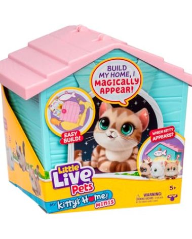 Little Live Pets My Kitty's Home Mini Playset, Mystery Kitty Plush Reveal, Build and Decorate Toy Pet Carrier, Repeat Play, Cat House Toys for Kids 5+
