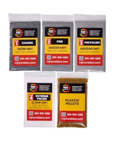 MJR Tumblers Refill Grit Kit Extreme Polish 12,000 Grit Sub Micron Polish, The Best Polish You Can Buy! for 3lb Rotary or Vibratory Rock Tumblers with Silicon Carbide and Plastic Pellets