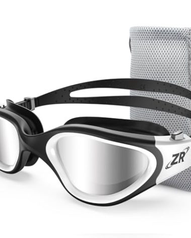 ZIONOR Swim Goggles, Upgraded G1 Polarized Swimming Goggles UV Protection Anti-fog Adjustable Strap for Men Women Adult Indoor or Outdoor (Polarized Mirror Silver Lens)