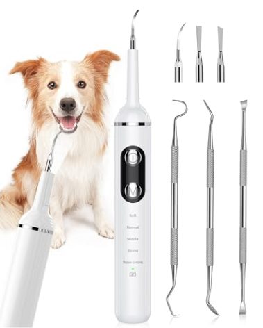 NATURE NERDS Plaque Remover for Teeth, Pet Tooth Brushing Kit, Dental Tools to Remove Plaque and Tartar, Safe for Dog and Cat, with LED Light, White
