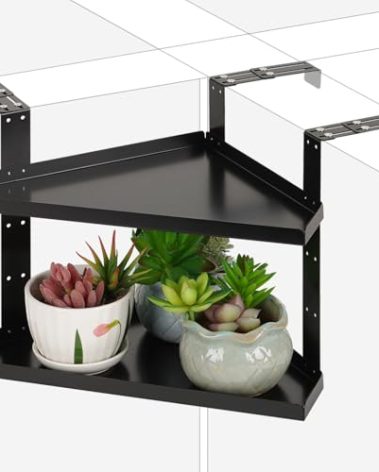 Olpchee Office Cubicle Shelf Cubicle Storage Organizer Cubicle Accessories Height Adjustable Cubicle Corner Shelf with Adjustable Hooks