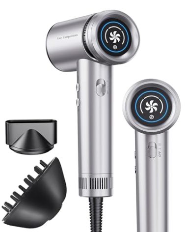 Hair Dryer - High-Speed 150,000 RPM Hairdryer for Fast Drying, 500Million Negative Ionic & Thermo-Control & Cool Shot Button & Lightweight & HD Display Blow Dryer with Magnetic Diffuser & Nozzle