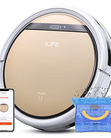 ILIFE V5s Plus Robot Vacuum and Mop Combo with Wi-Fi/App/Alexa, Automatic Self-Charging Robotic Vacuum Cleaner, Slim and Quiet, Cleans Hard Floors Carpets and Pet Hair (V5s Pro Upgrade Version)