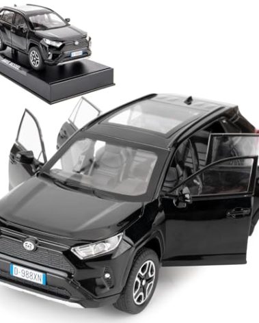 WAKAKAC Model Car 1/32 RAV4 Alloy Diecast Collectible Toy Car with Light and Sound Toy Vehicle Door Can Be Opened for Boys Kids Toddler Gift (Black)