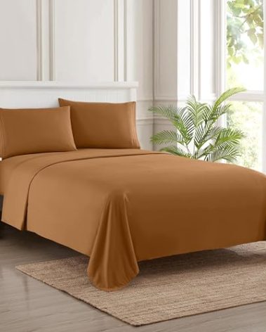 Queen Size Bed Sheets - Breathable Luxury Sheets with Full Elastic & Secure Corner Straps Built In - 1800 Supreme Collection Extra Soft Deep Pocket Bedding Set, Sheet Set, Queen, Mocha