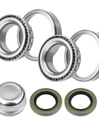 L44649/L44610 Trailer Bearing Kits for 2000lbs Trailer Axle, Trailer Axle Bearing Kits with 1.98” Grease Cap, Grease Seals, Cotter Pins, Rotating Quiet and High-Speed Trailer Bearing,2 Sets