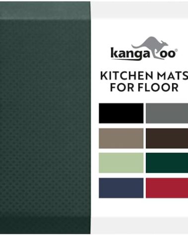 KANGAROO Thick Ergonomic Anti Fatigue Mats for Kitchen Floor, 39x20, Cushioned Standing Office Desk Mat, Waterproof Scratch Resistant Topside, Supportive All Day Comfort Padded Foam Rugs, Hunter Green