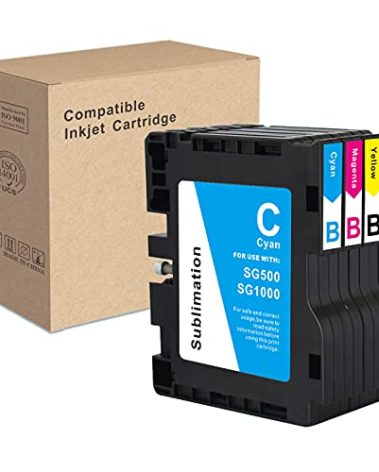 INK+ SG500 SG1000 Sublimation Cartridge Compatible for Sawgrass Virtuoso SG500 SG1000 Printer (1 Black, 1 Cyan, 1 Magenta, 1 Yellow, 4-Pack) Version B