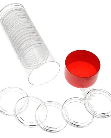 OnFireGuy 20pcs 32.7mm Direct Fit "H32" Coin Holders & Capsule Tube with Red Cap Lid for 1oz Gold Eagles | Capsules & Storage Tube for American Gold Eagles, 1oz Gold Buffalo, 1oz Gold Britannia