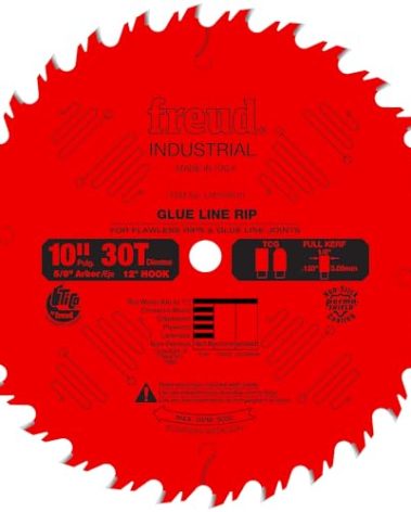 Freud Industrial Glue Line Ripping Saw Blade with Premium Tico Hi-Density Carbide Ripping Blend for Maximum Performance - 10" Diameter, 30 Teeth, TCG Grind - LM74R010
