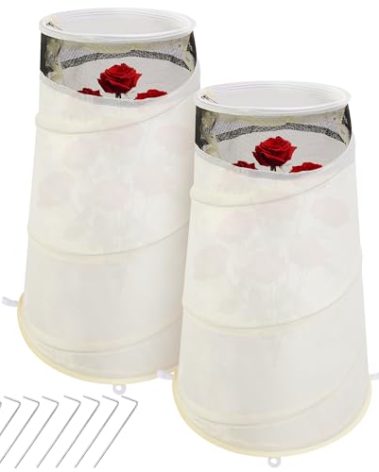 2 Pcs Pop Up Rose Cones for Winter Protection, 20" x 13" x 9" Winter Rose Collars Protective Cover, Freeze Protection Roses Bush Cover for Protecting Against Frost Wind and Animals Eating