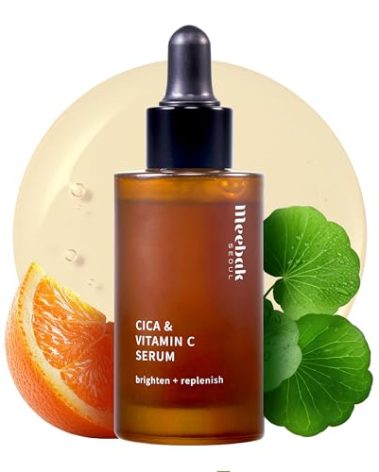 Meebak Korean Vitamin C Serum | Brightening Dark Spot Remover | Soothing Anti Aging & Skin Brightening w/Centella Asiatica, Panthenol, & Adenosine
