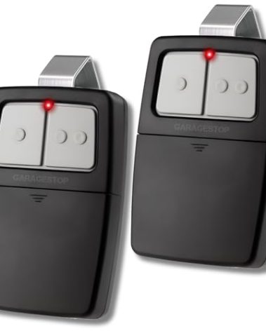 2-Pack Universal Garage Remotes for LiftMaster, Chamberlain, Genie, Linear | Replaces Clicker KLIK1U, 375UT, 375LM | Operates 2 Doors or Gates, Dip Switch & Learn Button Ready
