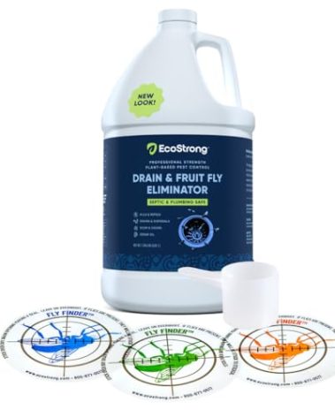 Fruit Fly Drain Treatment | Drain Fly Eliminator | Eliminates Gnats, Sewer Flies and More - Works in All Drains - 128 Fl Oz w Fly Finder