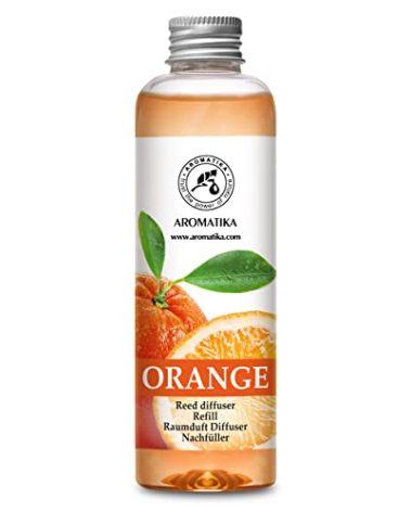 Aroma Organic Reed Diffuser Refill with Natural Orange Essential Oil, 200ml / 6.8oz Flask