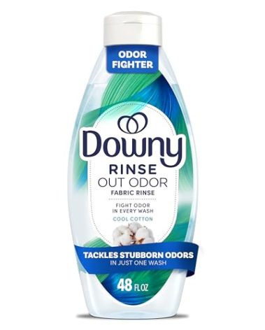 Downy Rinse & Refresh Laundry Odor Remover And Fabric Softener, Cool Cotton, 48 Fl Oz, HE Compatible Laundry Sanitizer, Safe On All Fabrics, Downy Fabric Softener, Liquid Fabric Softener