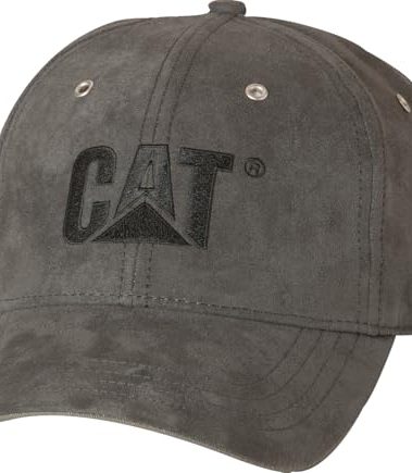 Caterpillar Men's Trademark Microsuede Hats with Embroidered Front, Curved Bill with Contrast, and Strap Back Closure, Graphite, One Size