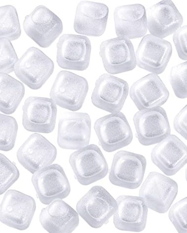 Reusable Ice Cubes for Drinks, 50 Pack Refreezable Plastic Ice Cubes BPA Free, Chills Drinks Without Diluting, Washable Fake Ice Cubes for Cocktails, Wine, Beer or Coffee Easy To Use
