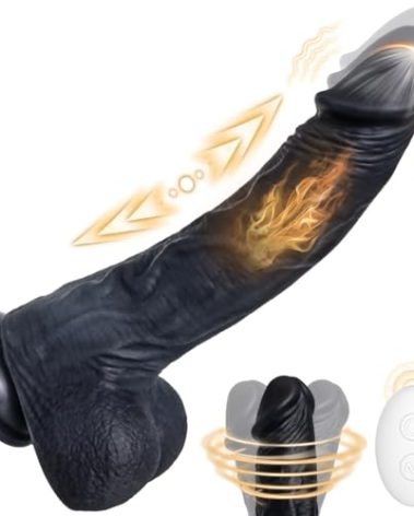 6in1 Thrusting Dildo Vibrator Adult Sex Toys Realistic Silicone Suction Cup Dildos with 3 Vibration 5 Thrust Modes with Roating,Remote Control Vibrators Adult Sex Toys & Games for Women Men (Black)