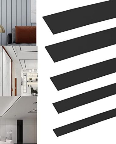 Copgge 16.4FT Black Metal Strip Peel and Stick Mirror Border Trim Stainless Self Adhesive Mirror Edge Trim Metallic Mirror Like Finish for Wall Decor Bathroom Mirror Frame Border Tape (1.18in Wide)