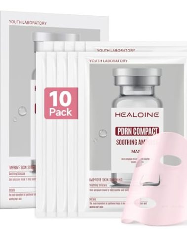 HEALOINE Salmon DNA PDRN Pink Deep Collagen Face Mask,Overnight Sensitive Irritated Skin Face Mask,Hydrating, Firming and Moisturizing Korean Facial Mask 30g*10ea