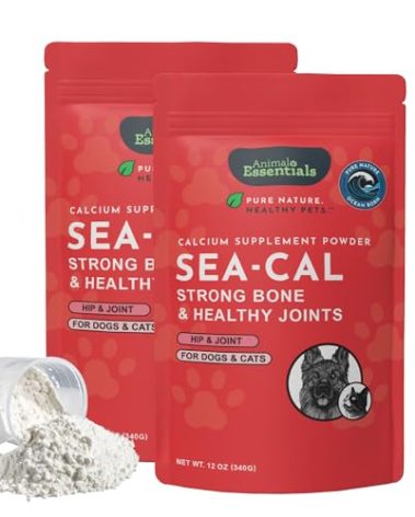 Animal Essentials Sea-Cal - Pure Seaweed Calcium Powder for Dogs with Magnesium, Joint Supplement for Dogs & Cats for Healthy Bones & Teeth, Joint Health, Icelandic Seaweed Calcium - 12 oz (Pack of 2)