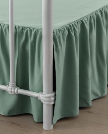 xuan dian Bed Skirt Queen Size Ruffled Bed Skirt with Split Corners, 18 Inch Drop Dust Ruffle Bed Skirt with Platform, Sage Green, 18" Queen