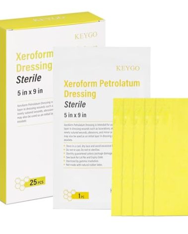 Medical Xeroform Petrolatum Dressing Patch 5"x 9", Non-Adherent Gauze Dressings Soft Fine Mesh Gauze Patch for Burns, Wound Care Lacerations, Skin Grafts Surgical Incision (5x9 in)