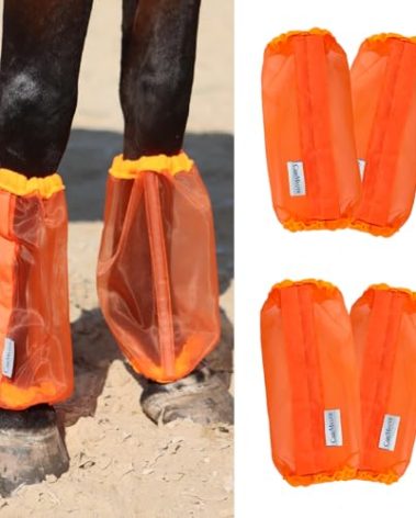 CareMaster Universal Size Horse Leggings Fine Mesh Greatly Reduce Stomping Breathable Horse Boots Leg Wraps (Set of 4) Orange