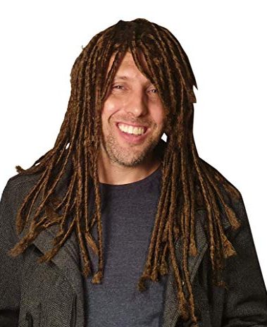 Dreadlock Braided Wig For Men Hippie Gangster Beach Bum Reggae Rasta Man Dreads Dark Brown Costume One size