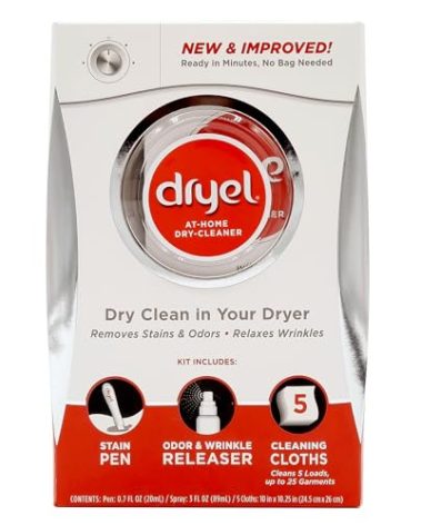 dryel At-Home Dry Cleaner Kit, New and Improved Formula with Rapid Refresh Technology, Gentle Laundry Care for Special Fabrics and Dry-Clean-Only Clothes, 5 Loads