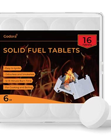 Godora 16 PCS Solid Fuel Tablets, Powerful Solid Fuel, Lit Easily Waterproof & Eco Friendly for Backpacking, Outdoor, Camping, and Emergency Use