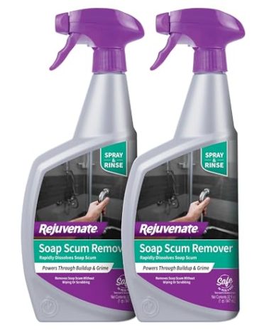 Rejuvenate Scrub Free Soap Scum Remover Shower Glass Door Cleaner Works on Ceramic Tile, Chrome, Plastic and More (2 Bottles x 24oz)