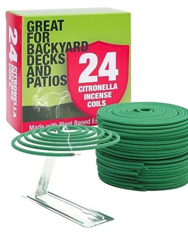 Citronella Incense Coil - Each Coil Could Last for 5-7 Hours- Suitable for Outdoor Camping, Patio, Hiking,etc (1 Pack Contains 24 coils & 2 Coil Stands)