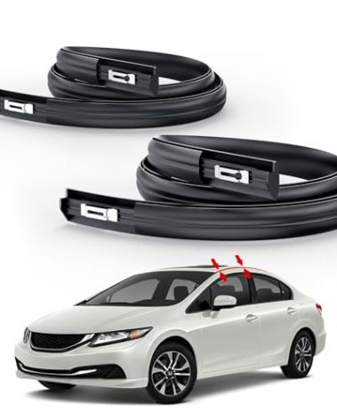 ItranMc Roof Drip Moulding Kit for 2012-2015 Honda Civic 4-Door Sedan, Black Rubber Weatherstrip Trim for Left & Right Side,Replace#74316TR0A01 74306TR0A01