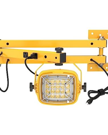 G GJIA 30W LED Loading Dock Light with 40" Folding Double Arm, Built-in Receptacle 4200 Lumens, 360° Rotatable Lamp Head, IP65 Rated ETL Listed for Trailers, Docks, Warehouses, Container