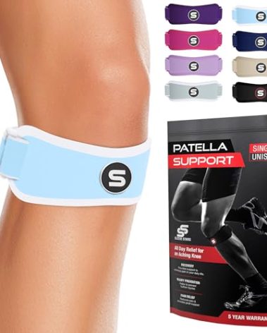 Sleeve Stars Swedish Brand Patellar Tendon Support Strap for Women & Men Effective Osgood Schlatter Knee Brace Youth & Kids Knee Brace with 3 Adjustable Length fits 12"-24" (Single/Light Blue/Adult)
