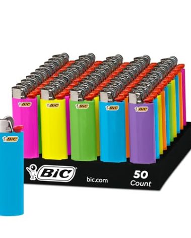 BIC Classic Lighters, Pocket Lighter Style, Fashion Assorted Colors, 50 Count Tray Disposable Lighters