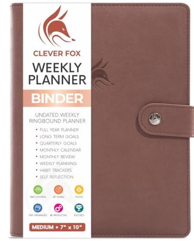 Clever Fox Weekly Planner Binder – Goal Setting Planner for Time Management & Weekly Tasks – Work & Life Organizer with To Do List & Habit Tracker – Undated, 7″ x 9″ Hardcover (Dark Terracotta)