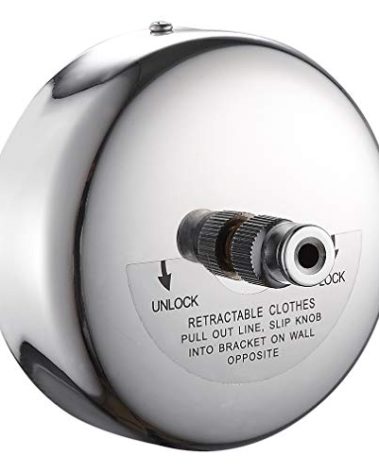 JOOM Retractable Clothesline Stainless Steel Heavy Duty 9Feet(MAX) for Hanging Drying in Bathroom Laundry Hotels, Chrome Finish,Round Style (Chrome B (Drill))
